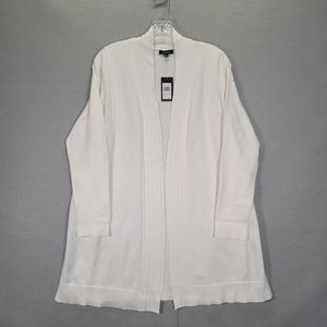 Verve Ami Cardigan Sweater Womens Size S White  Open Front Long Sleeve Ribbed